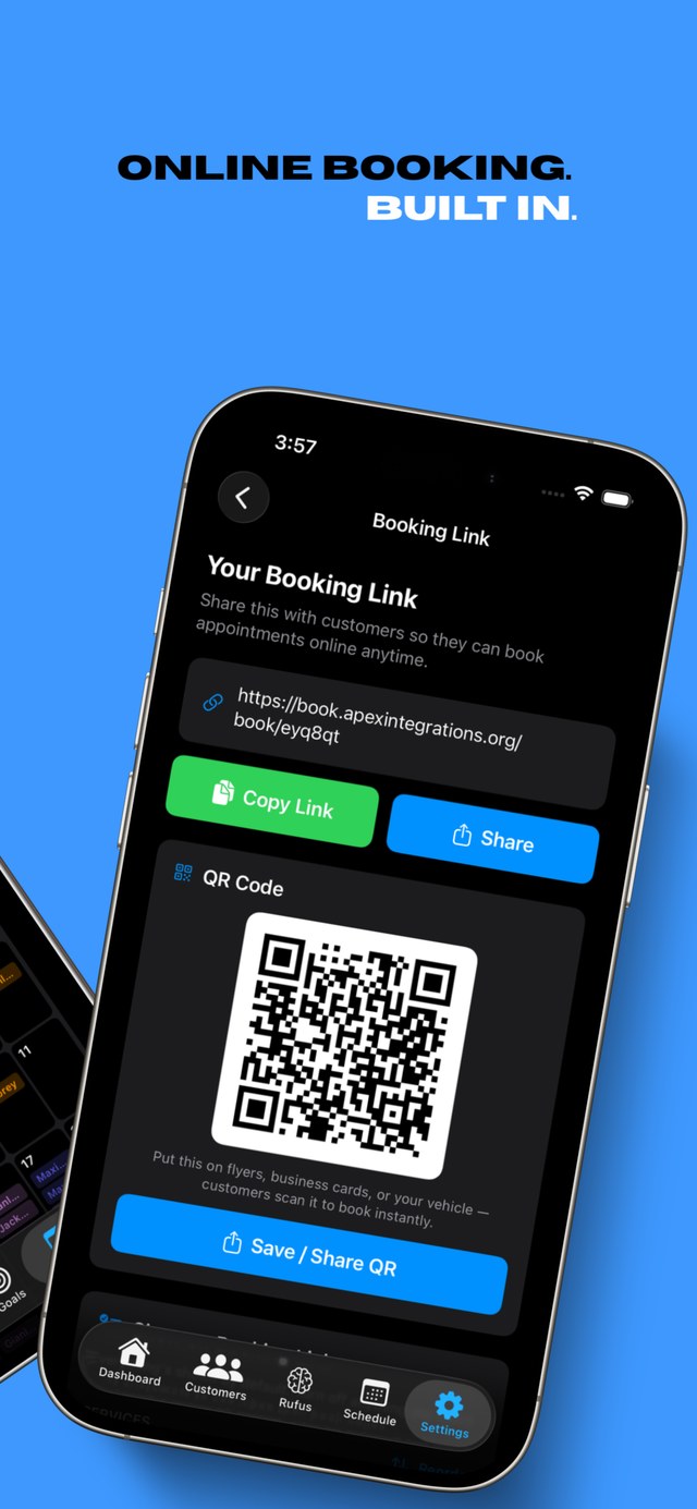 Online booking built in with your own booking link